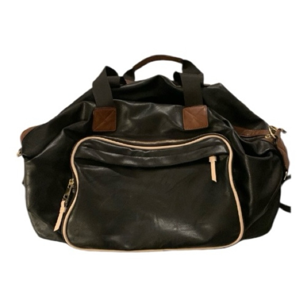 Madden Girl Black and Brown PU Leather Duffle Bag